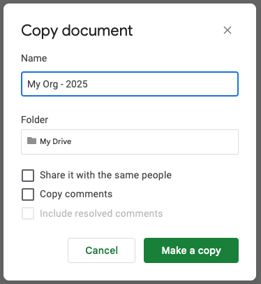 rename and click make a copy