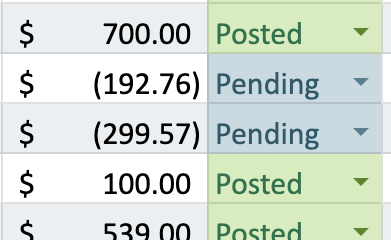 pending versus posted journal entries
